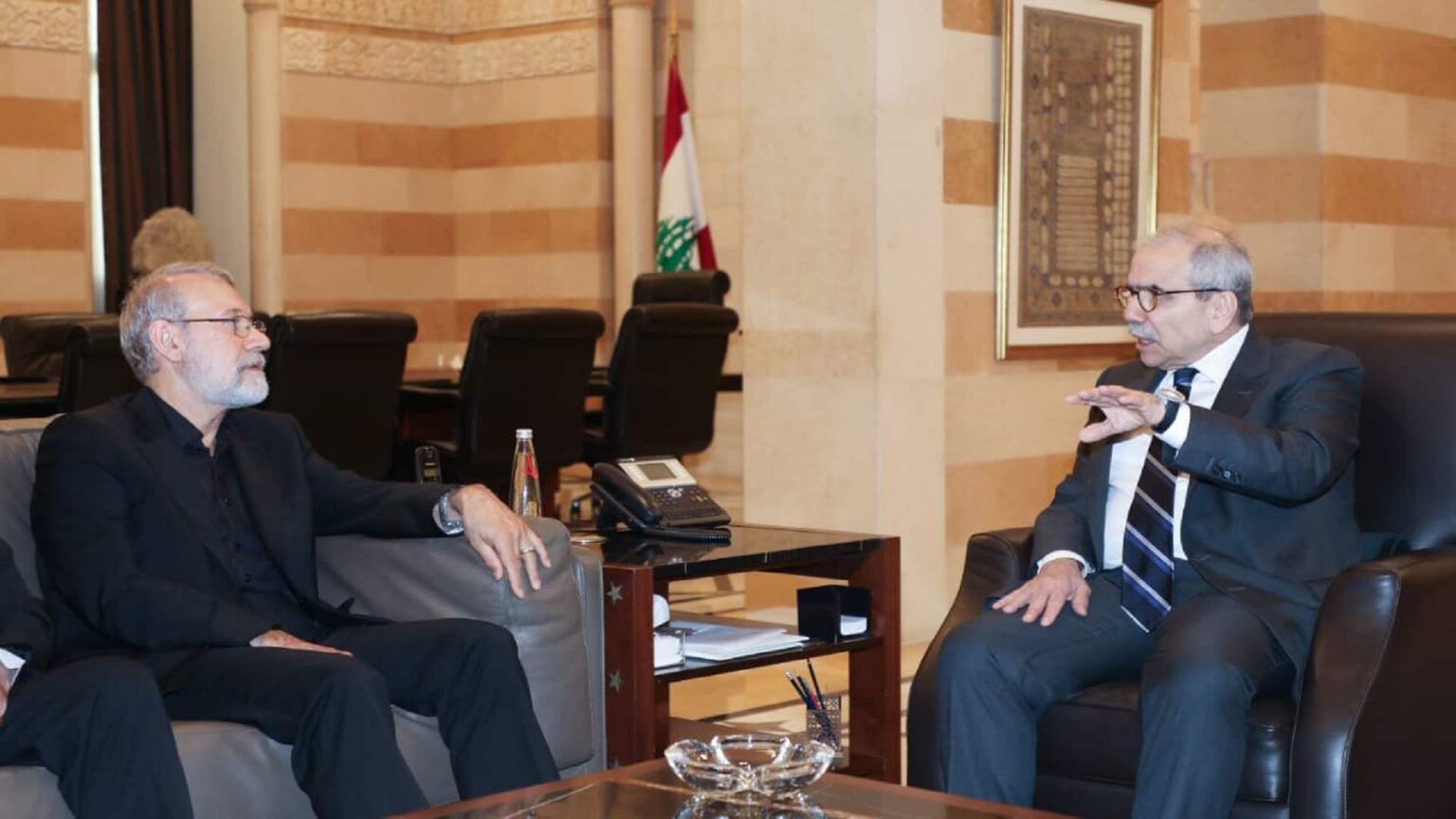 سلام إستقبل لاريجاني: تصريحات المسؤولين الإيرانيين مرفوضة… وقرارات الحكومة لا يُسمح بأن تكون موضع نقاش في أي دولة أخرى